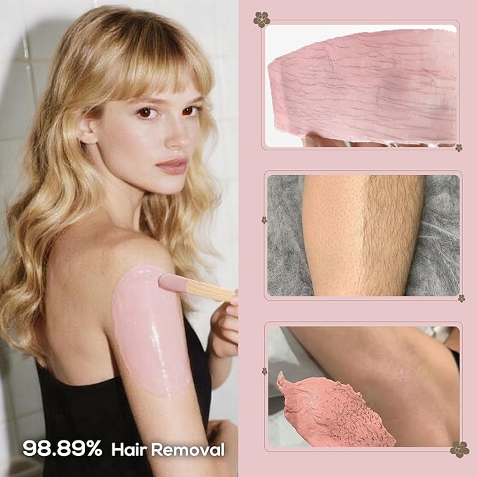 2.5lb Wax Beads, Hard Wax Beads with Upgraded Rose Formula -Wax Beads for Hair Removal Sensitive Skin Women, Includes Sticks & Gloves,Ideal for Bikini/Brazilian/Body/Face Waxing