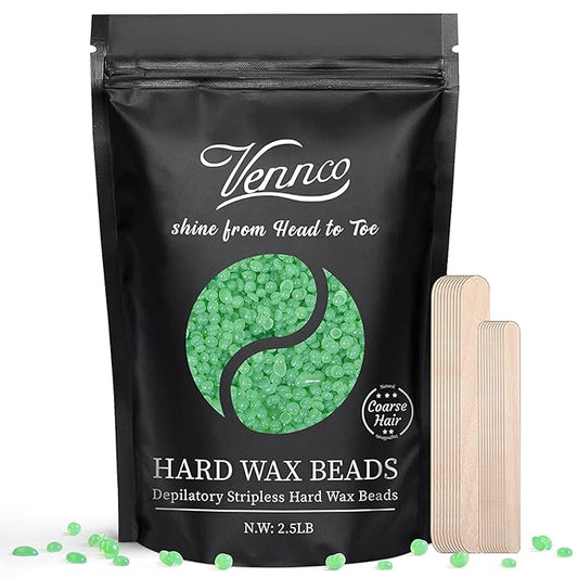 2.5lb Aloe Wax Beads - Hard Wax Beans for Coarse Hair Removal, Gentle Large Refill for Wax Warmer Kit, At-Home & Professional Smooth Waxing for Sensitive Skin Brazilian Bikini Face Eyebrow Leg