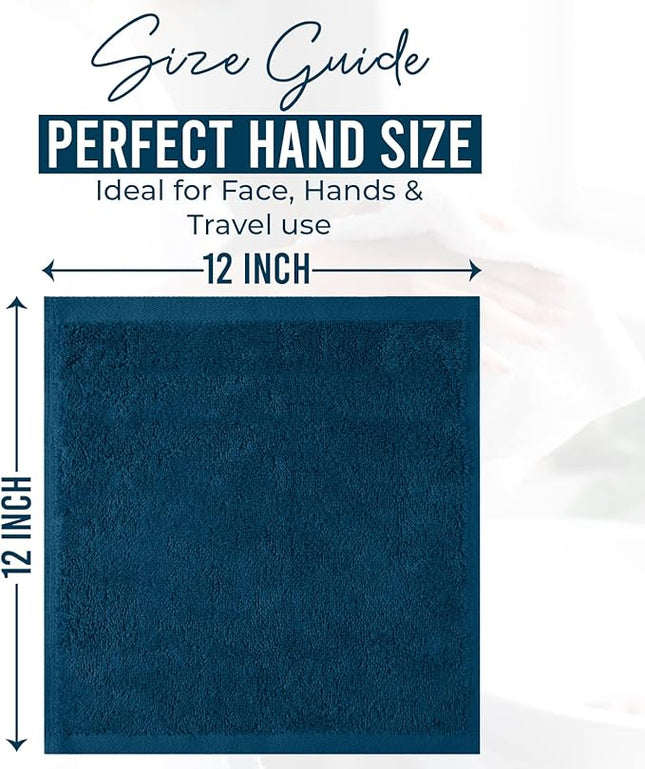 DAN RIVER 24 Pack Wash Cloths for Showering [12x12] - 100% Cotton Washcloths Premium Quality Flannel Face Cloths for Bathroom, Highly Absorbent and Soft Feel Wash Clothes, Blue Opal