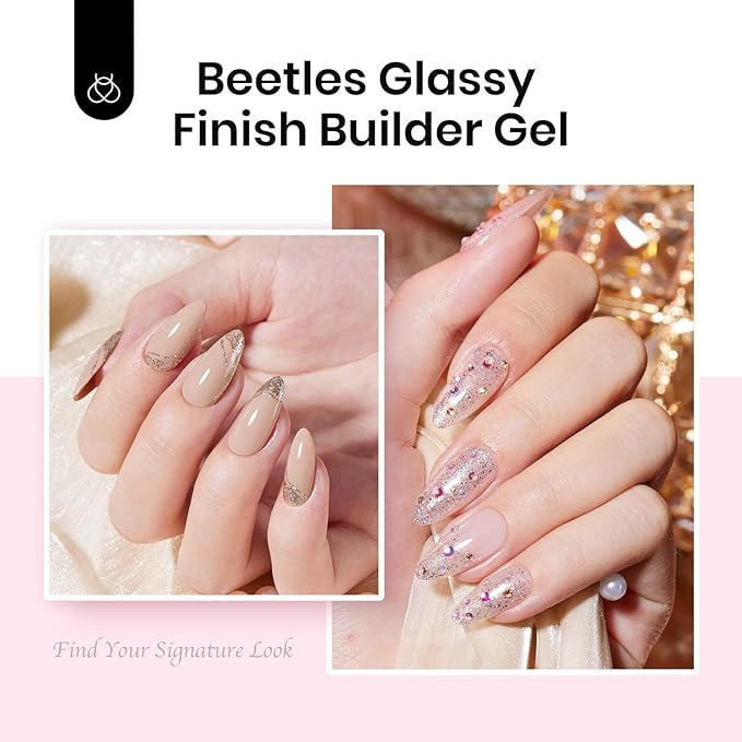 Beetles Low Heat Hard Gel Kit,Mint Sheer 2 Pcs 9 in 1 Nail Extension Sculpting Apex Building for Salon Professionals,Clear Builder Nail Gel,Fall Nails,UV & LED Lamp Needed
