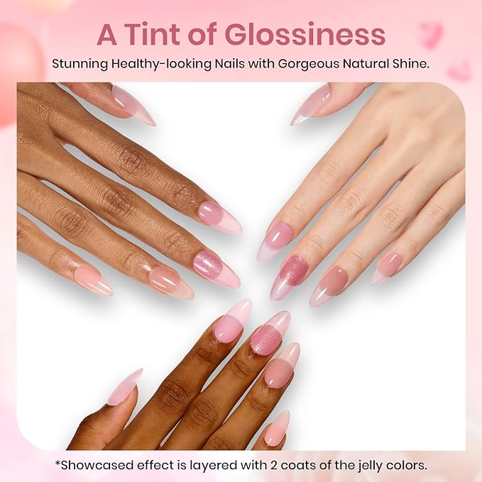 Beetles Pink Gel Nail Polish Set, 8 Colors Nude Pink Jelly Gel Polish Shimmer Glitter Sheer Transparent Effect Classic Neutral Nail Polish Soak Off UV French Nail Art Manicure Salon Gift for Women