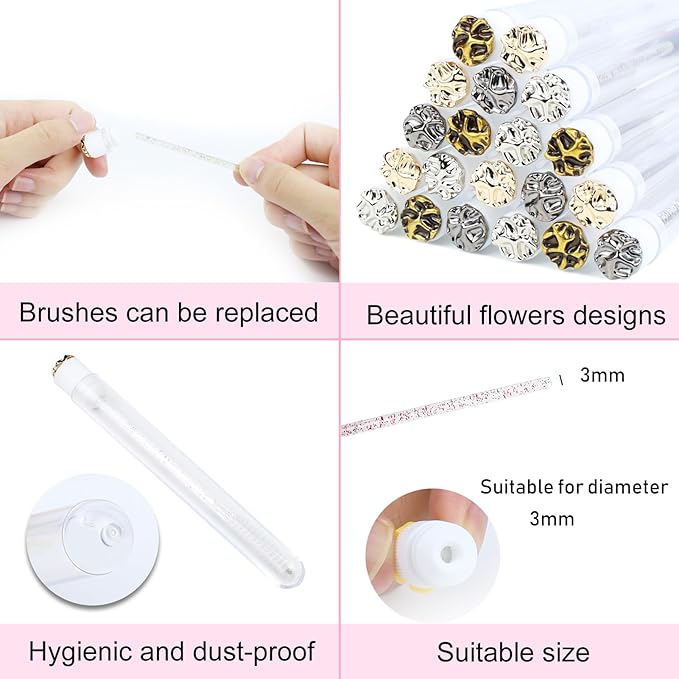 20pcs Mascara Wands Tube Reusable Lash Brush Metal Tube Eyelash Brush Tubes Spoolies Lash Extension Brushes Applicators Makeup Tools (Metal-MlX)