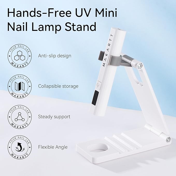 Makartt UV Nail Lamp Stand: Foldable, 360° Adjustable Rotation, Portable, Handsfree, Convenient for Gel Nails Polish Painting Home Salon Manicure