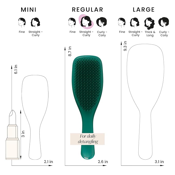 Tangle Teezer Ultimate Detangler Brush for Wet & Dry Hair, Eliminates Knots & Reduces Breakage for All Hair Types, Amazon Exclusive Emerald Green