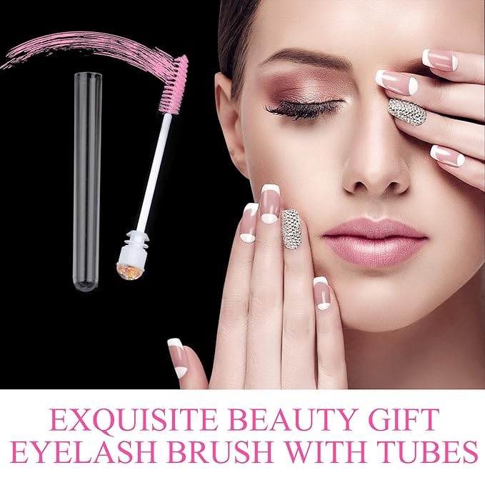 20pcs Eyelash brush Lash Wand Makeup tool Eyelash Extension supplies Cleaning brush Diamond Mascara foil pink