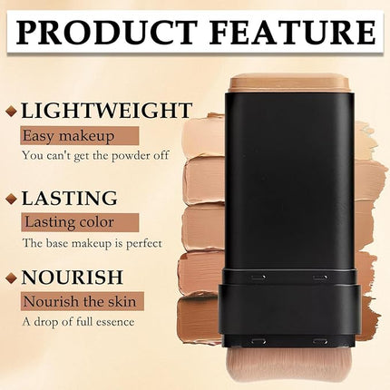 Flawless Face Foundation Stick,2-in-1 Long-Lasting Concealer Foundation Stick with Brush,Multi-Use Makeup for Dark Circles & Blemishes,Waterproof Thin Contour Sticks for Face Makeup (03#Pink Velvet)