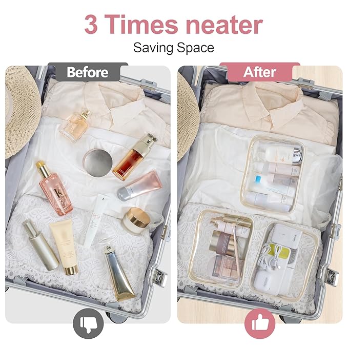 PACKISM TSA Approved Toiletry Bag - Beige Bohemian Print Clear Cosmetic Bag, Suitable for Gifts, with Supporting Frame, Perfect for Travel Essentials, Thick No Smell