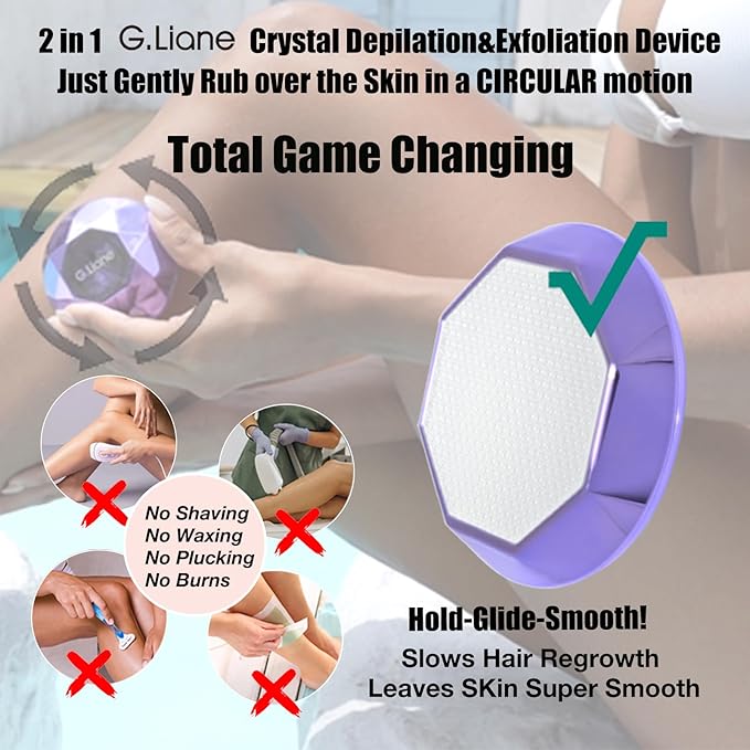 Crystal Hair Eraser,Painless Nano Hair Remover Exfoliation,Gentle and Efficient Glass Hair Removal Device Without Waxing,Natural Epilator for Women and Men(Violet)