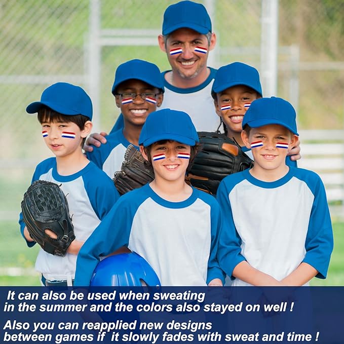 8pcs Red White and Blue Face Paint Stick, Long Lasting Patriotic Body Painting Baseball Eye Black America USA Flag Makeup Stick 4th of July Accessories for Kids Women Men Sports Party Independence Day