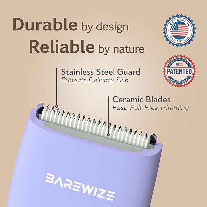 Bikini Trimmer for Women, Pubic Hair Trimmer, Waterproof, USB-C Rechargeable, LED Light, Replaceable Blade, Electric Razors for Women, Electric Lady Shaver (Iris)