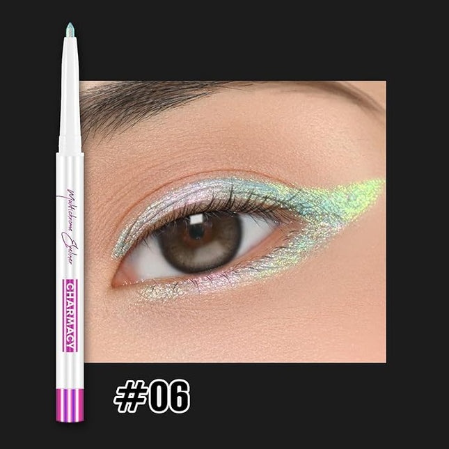 CHARMACY Chameleon Multichrome Eyeshadow Pencil, Shifting Color Eyeliner & Shadow Stick, Waterproof, Long-Lasting, Smudge-Proof Creamy Gel Formula for Metallic Glitter Makeup (B06)