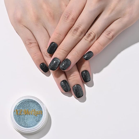 Cat Eye Nail Powder, Big-Capacity 0.8g 9D Cat Eyes Magnetic Powder Light Blue Magic Mirror Effect Pigment Holographic Nail Art Glitter, Can Mixed with Builder Gel Nail Polish for Use