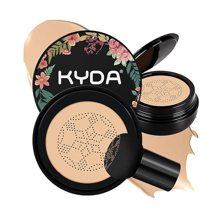 KYDA Mushroom Head Air Cushion BB Cream, Mushroom Foundation for Older Women, Lasting Moisturizing CC Cream Foundation for Mature Skin, Even Skin Tone Concealer Makeup, 0.705Oz, Natural Beige