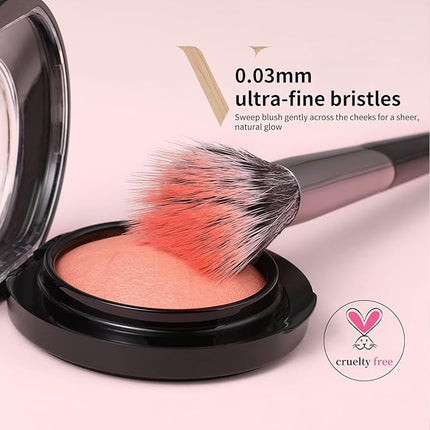 DUcare Stippling Blush Brush, Cheek Brush, Professional Brush for Blush, Bronzer & Foundation, Duo-Fiber Makeup Brush for Liquid, Cream, Putty & Powder(V07)