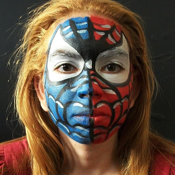 Mysense Face Body Paint Kit,Water Based Washable Face Paint,Non-toxic Cream Body Paint for Adults and Children Halloween Costume SFX Cosplay Clown Sugar Skull Makeup,Red+Blue+Black,0.6oz/pc