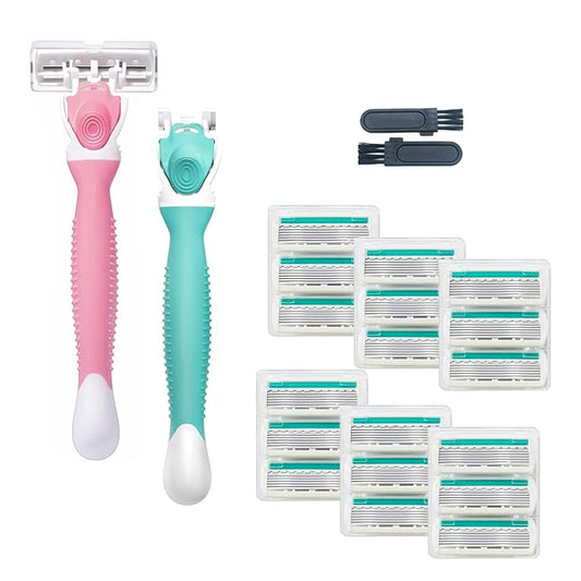 Razors for Women Sensitive Skin，6 blade Lady Shaving Razor for Women, Women’s razors for Shaving Including 1 Travel Razors for Women with 19 Blade Refills