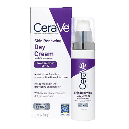 CeraVe Anti-Aging Face Cream SPF 30, Anti-Wrinkle Retinol Cream with Hyaluronic Acid and Ceramides, 1.76 oz