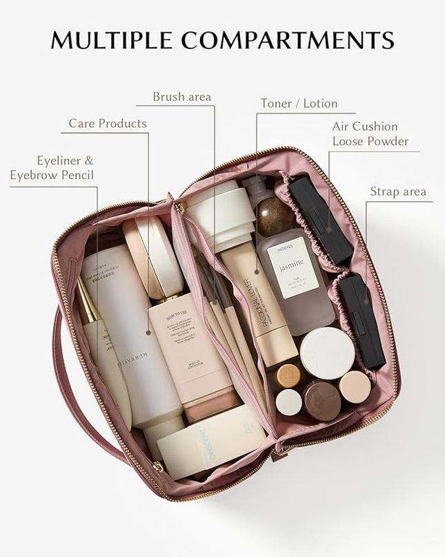 EACHY Travel Makeup Bag,Large Capacity Cosmetic Bags for Women,Waterproof Portable Pouch Open Flat Toiletry Bag Pattern Makeup Bag