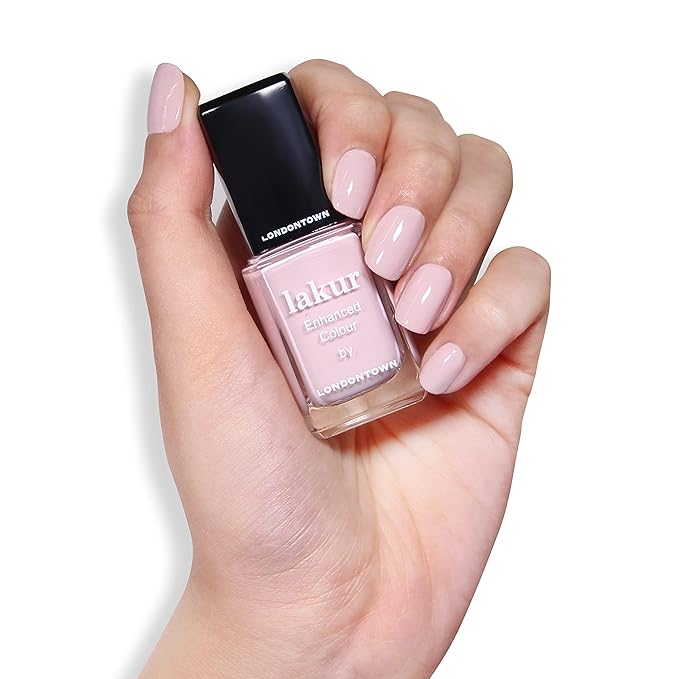 LONDONTOWN lakur Nail Polish - Chip-Resistant, Non-Toxic, Conditions & Hydrates Nails | Glossy Light Pink, Rosewater, .40 fl oz