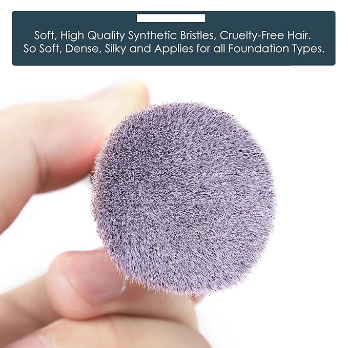 KINGMAS Flat Top Foundation Brush, Premium Kabuki Makeup Brush for Liquid, Blending, Cream, Powder,Blush Buffing Stippling Face Makeup Tools (Black, A (Flat Top))