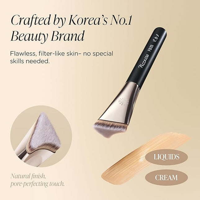 Piccasso Brush Korean Foundation Spatula – Professional Stainless Steel Makeup Tool for Thin, Seamless Foundation & Cream Blending (Tapping Cover)