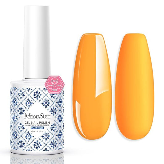 MelodySusie Fleurwee Plant Based Gel Nail Polish, Hema Free Bright Orange Nail Polish, Soak Off UV LED Gel Polish Gift for Women 21 Non Toxic Long Lasting Nail Art Manicure Salon DIY at Home P36
