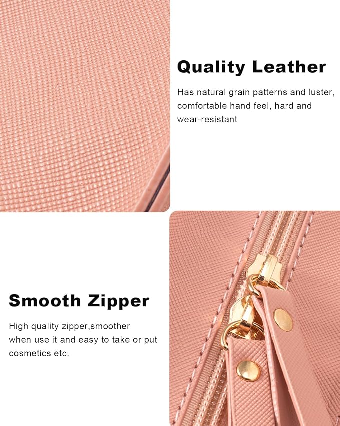2 Pcs Travel Clear Makeup Bag Set, Clear White Makeup Organizer with Zipper Leather Travel Bags for Toiletries Small Cosmetic Bags for Women Mini Make up Pouch Toiletry Bags Car Essentials