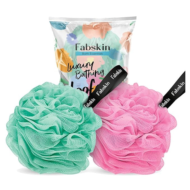 Luxury Bathing Round Loofah for Men and Women (Aqua and Pink)
