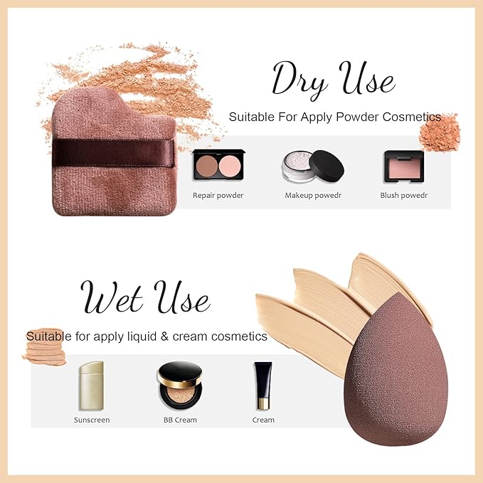 BS-MALL Kabuki Brush Makeup Sponge Set 8 Pcs with Foundation Powder Brush Powder Puff Essential Tools for Flawless Makeup Application