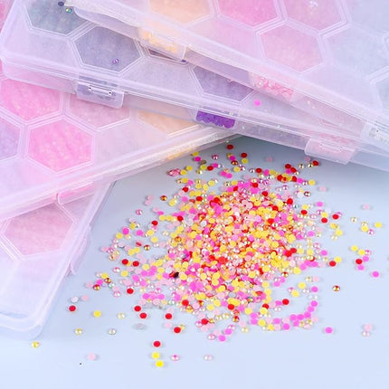 24 Gird Jelly AB Crystals Resin Nail Beauty DIY Jewelry Accessories Rainbow AB Resin Flatback Rhinestones Kit, Jelly Rhinestones Mixed Color Round Shape for Nail Crafts Tumbler (B-4mm)