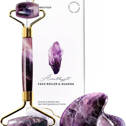 ROSELYNBOUTIQUE Gua Sha Facial Tools & Face Roller Original Face Massager for Puffiness Wrinkless Skin Care Routine - Self Care Gift for Men Women (Amethyst)