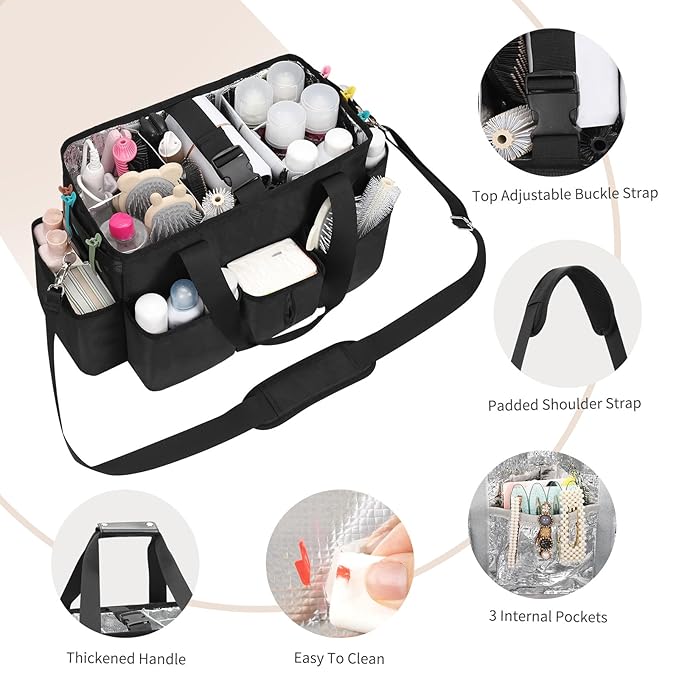 Hairstylist Traveling Bag, Extra Large Hair Tools Travel Bag, Hair Tool Organizer with Adjustable Dividers and Multi Pockets, Professional Makeup Artist Bag, Hairstylist Must Have