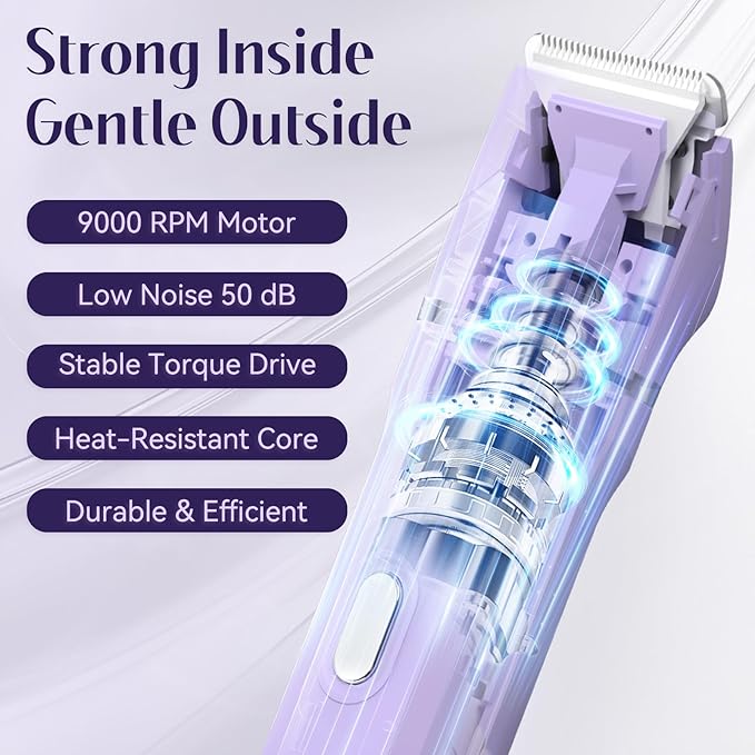 5-in-1 Bikini Trimmer for Women, IPX7 Waterproof Electric Razors Shaver, Cordless Body Hair Trimmer, Facial & Pubic Hair Removal, Ceramic Blade (Light Purple)