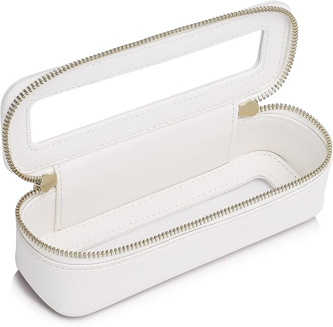 Pinkmik Makeup Brush Bag Slim Clear Makeup Bag Transparent Travel Cosmetic Case & Toiletry Bag with Zipper Small Beatuy Makeup Bag Purse Organizer for Women (White, SLIM)