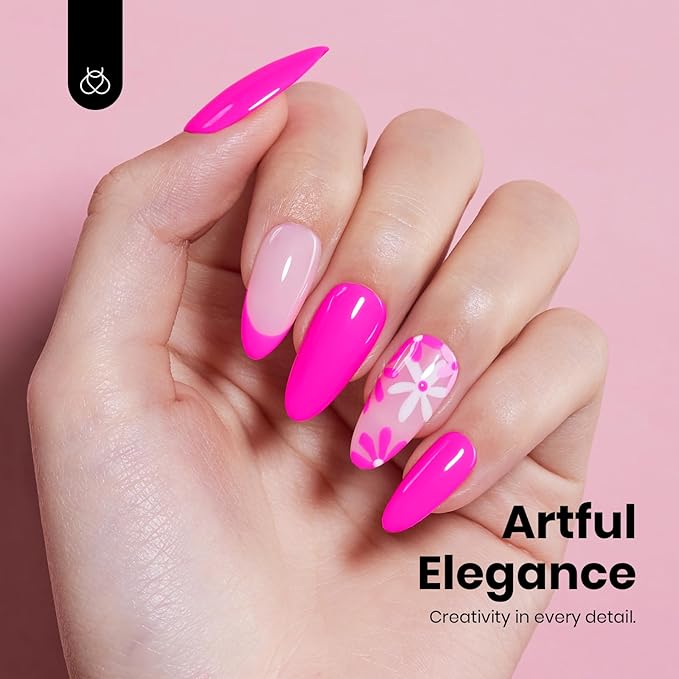 Beetles Neon Pink Gel Nail Polish - Neon Whispers Hema Free Gel Polish, Vibrant Pink Color Matching Bottles Long-Lasting Manicure Gift for Women 0.5Oz