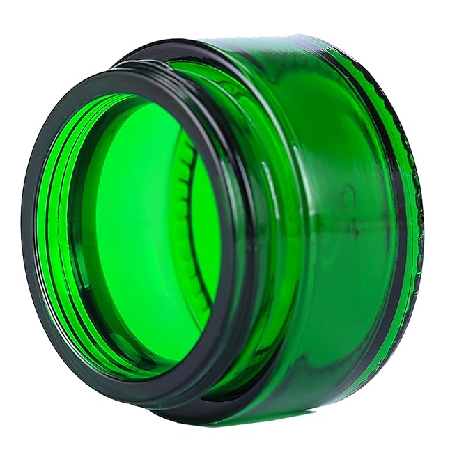 1PCS 1 oz Glass Container Jars with Lids, Empty Cosmetic Round for Cream, Lotion (Green)