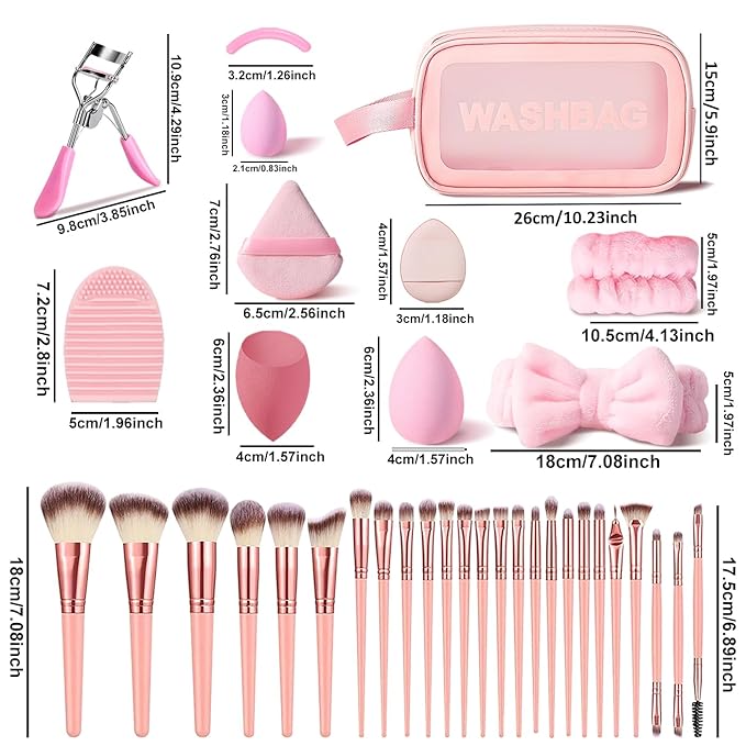 61Pcs Pink Makeup Brushes Set Professional Makeup Kit Multi-functional Makeup Tool Set with Case Facial Makeup Accessories, Foundation Makeup Brush Kit Eye and Face Make up Brushes & Tools