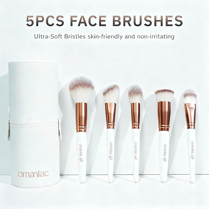 OMANIAC Makeup Brush Set, 20Pcs Professional Makeup Brushes for Foundation, Powder, Eyeshadow, Concealer Cream, Blush Buffe etc, with White Makeup Brushes Kit Case