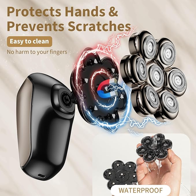 Head Shavers for Bald Men: 5-in-1 Electric Razor - IPX7 Waterproof Shaving Grooming Kit for Balder - Turbo Speed & Precision Blades (Gold)