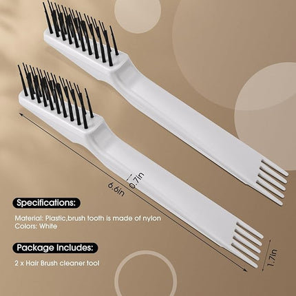 Yaomiao 2 Pcs Hair Brush Cleaner Tool 2-in-1, Gray Hairbrush Cleaner for Removing Hair Dust, Mini Comb for Removing Dirt, Home Salon Use