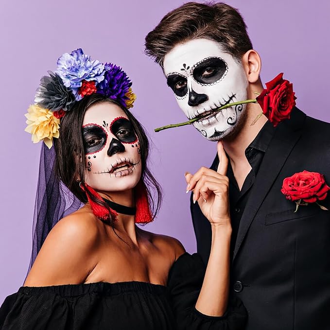 Mysense Black and White Face Body Paint Set,Water Based Washable Face Paint,Non-toxic Cream Body Paint for Adults and Kids Halloween SFX Cosplay Clown Skull Zombie Vampire Makeup,0.6oz/pc