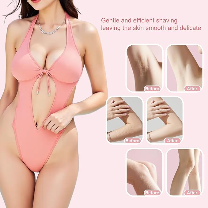 Bikini Trimmer for Women, Electric Razors for Women, Shaver With LCD Display, 2 in 1 Dual-Head Bikini Shaver, Rechargeable Razors, for Bikini Line Legs Underarms and Private Parts,Dry/Wet(Pink)