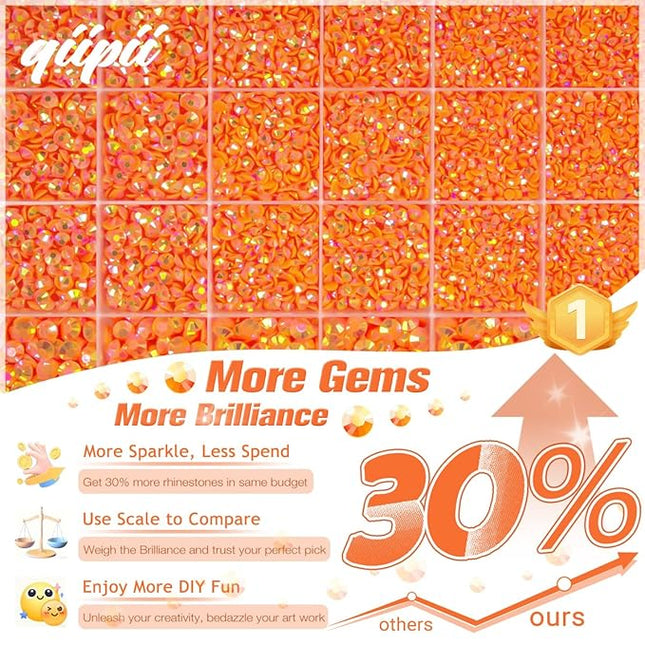 qiipii Neon Orange AB Resin Rhinestones w B7000 Jewelry Glue for Bedazzling Crafting 2mm-6mm Flatback Jelly Stones Diamonds Gems Bedazzler Kit Charms for Nails Face Eyes Makeup Tumblers Bottles Crafts