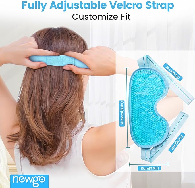 NEWGO Cooling Eye Mask for Puffy Eyes, Cold Eye Mask Eye Ice Pack for After Eyes Surgery, Tension Stress Relief, Itchy Eyes, Headaches, Dark Circles - Blue