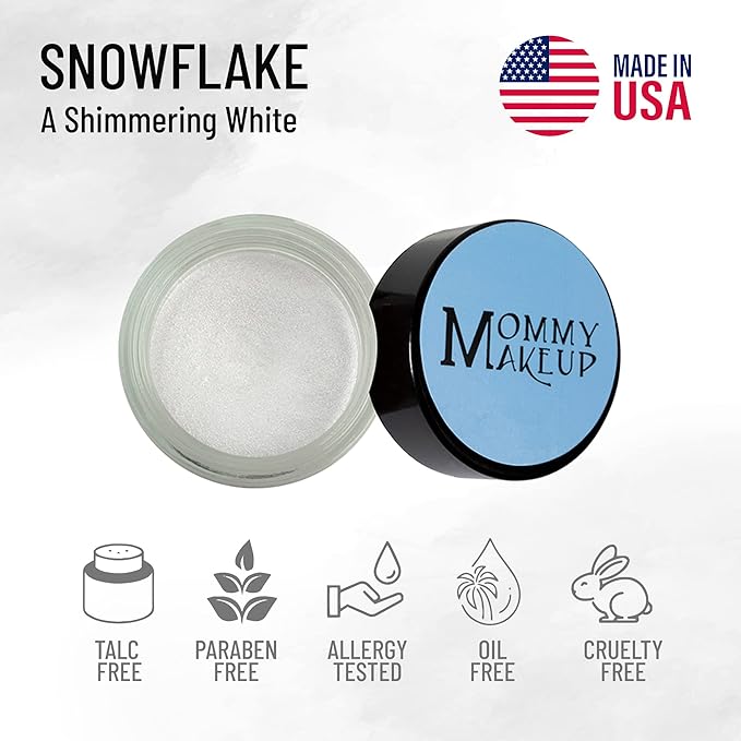 Mommy Makeup Any Wear Creme Eyeshadow - Waterproof, Crease-Proof, Long Lasting, High Pigment, Oil-free - Cream to Powder for Eyes, Cheeks & Lips (Snowflake)