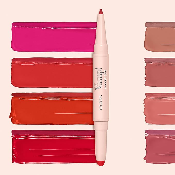 Pupa Milano Vamp! Creamy Duo, 003 Warm Nude, 1 Pc - 2 in 1 Lipstick and Lip Pencil - Long Lasting - Lightweight - No-Transfer - Smooth Texture - Highly Pigmented