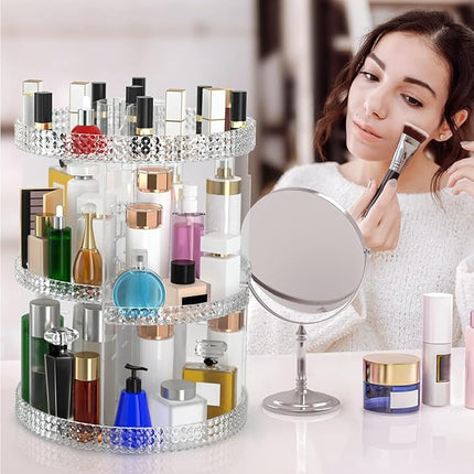 360 Rotating Makeup Organizer Countertop, Clear Acrylic Large Perfume Organizer, Organizador De Perfumes, 7 Layers Make Up Organizer and Storage Fits for Vanity and Bathroom - X-Large Clear