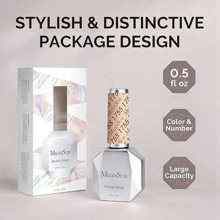 MelodySusie Nude Gel Nail Polish,0.5fl oz Soak Off UV LED Orange Nude Glitter Gel Polish Gift for Women Nail Art Manicure Salon DIY Nail Design Decoration at Home-1755