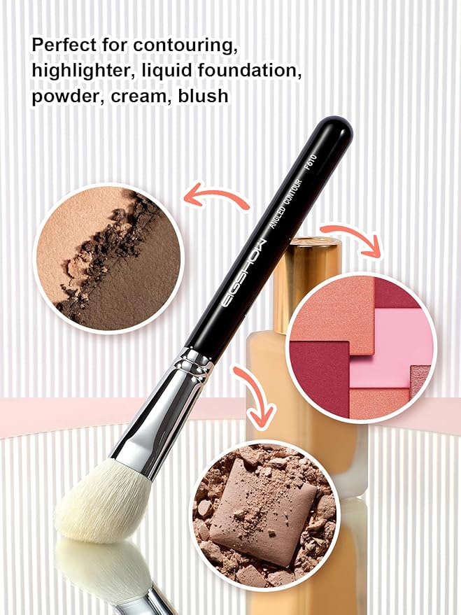 Contour Brush, EigshowBeauty Angled Blush Makeup Brush with Premium Luxe Saikoho Goat Hair Bristles, Foundation Brush for Cream, Powder and Liquid Makeup Blending - F610