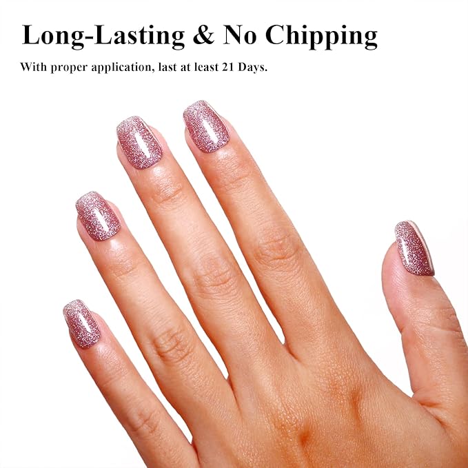 Imtiti Rose Gold Iridescent Glitter Gel Polish - Soak Off LED U V Shimmer Sparkle Nail Gel Polish DIY Nail Art Starter Kit for Women Girls 10ML